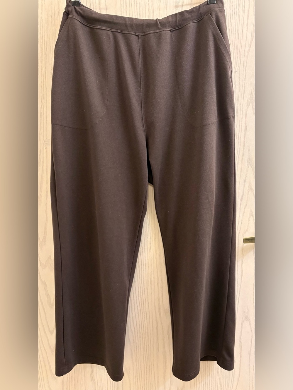 Woman Within Chocolate Brown Knit Straight Leg Dress Pants